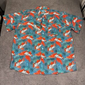 Dixxon The‎ Vice Miami Shirt Mens 3XL Blue Red Palm Tree Party Wear Button Up
